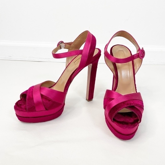 Aquazzura Satin Velvet Coquette Platform Heels - Picture 2 of 7